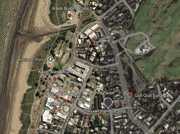 Area map showing MacLean Street and nearby attractions