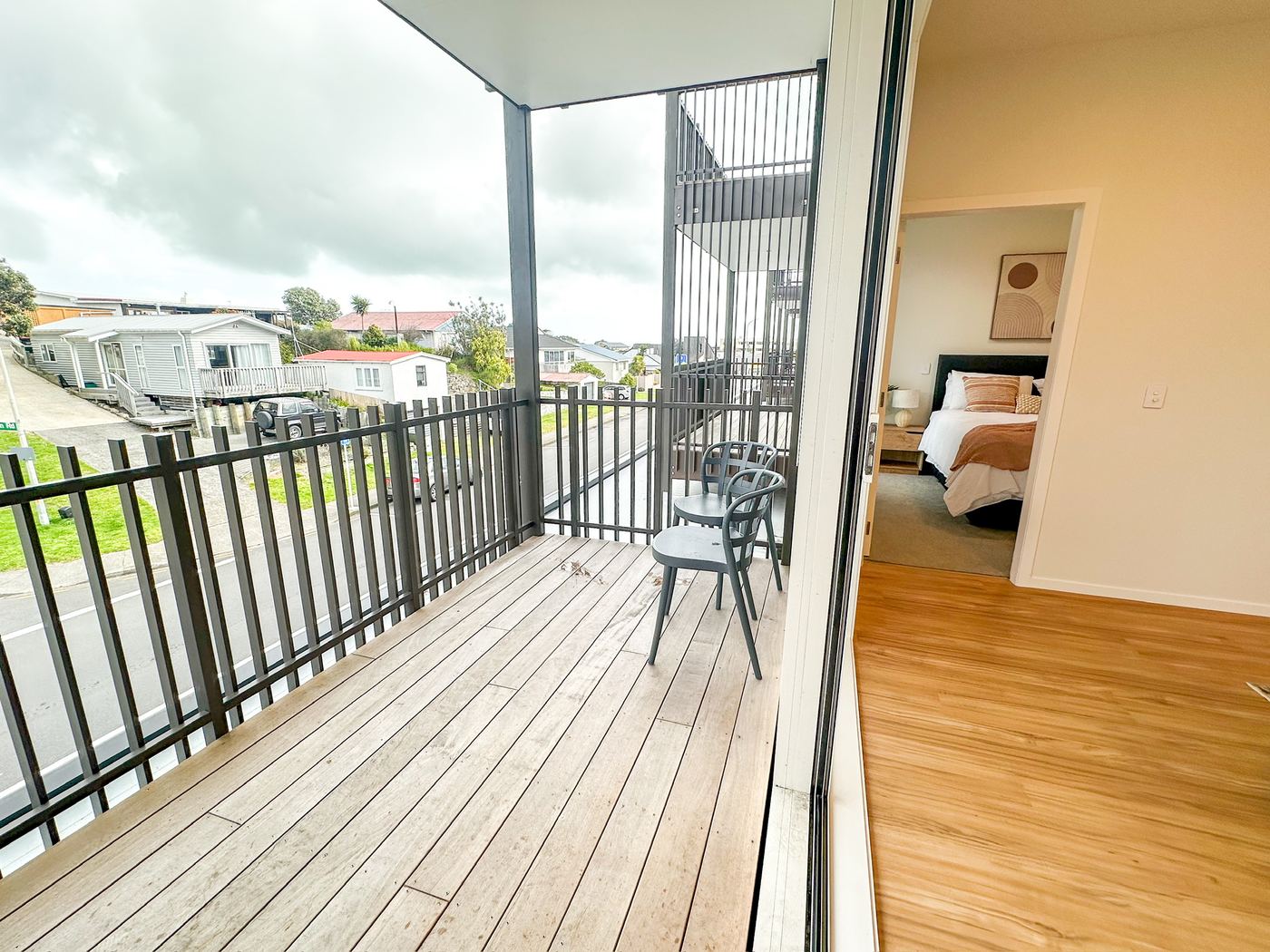 Covered balcony with outdoor seating