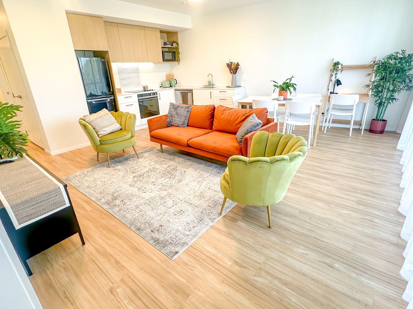 Open-plan living, kitchen and dining